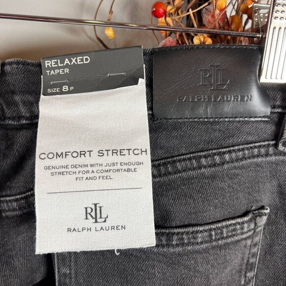 Lauren Ralph Lauren Petite Mid-Rise Tapered Jeans - Sz 8 PETITE Deep Black - Picture 6 of 12